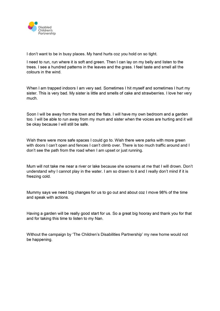 DCPcampaign's tweet photo. "I do not use words, I am actions.
MELTDOWNS.
I cannot tell you any other way just how terrified and overwhelmed I am.
I try to run away because the NOISE all the noises!"

Emma shares this letter on behalf of her autistic grandson Lincoln #SecretLifeOfUs

https://t.co/b2sQ5E0mBB https://t.co/OlJPGgxYjU