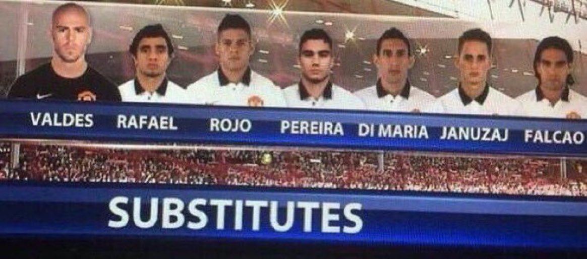 FootyHumour's tweet photo. Throwback to when Man Utd’s bench looked like a South American drug cartel 😂😂😂 https://t.co/AHlvTUorAy