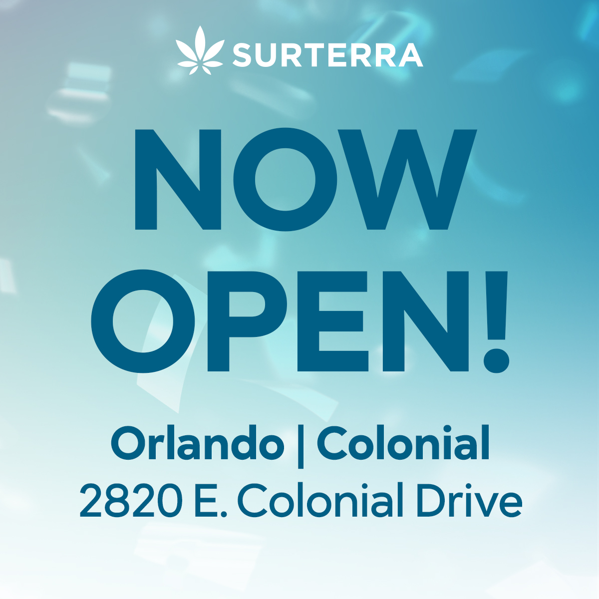 surterra's tweet photo. #ORLANDO: Our new location on #ColonialDrive is NOW OPEN and we can't wait to see you! 
🎉 😁 👍 
#NowOpen https://t.co/LrckVgcp3S