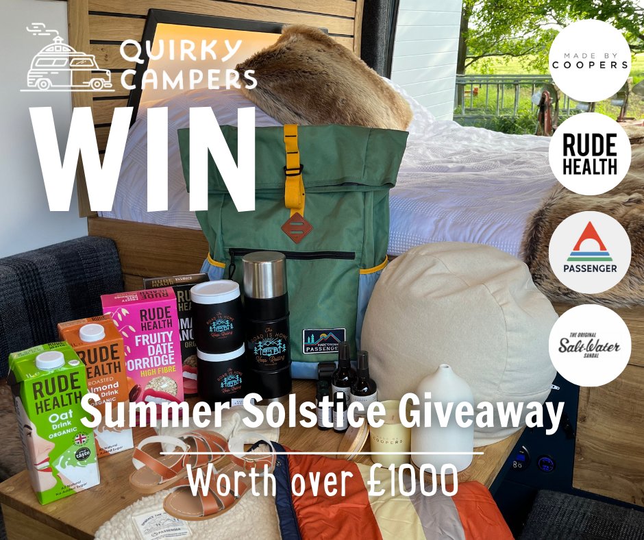 Quirky Campers (@quirkycampers) on Twitter photo IT'S COMPETITION TIME! 📣
Hit the road running with our Summer Solstice Giveaway ☀️
The sun is at its highest point in the sky, temperatures are souring and you deserve a treat!
ENTER HERE👉bit.ly/3zATus7
<a href="/rudehealth/">RUDE HEALTH</a> #passengerclothing @madebycoopers @saltwater_sndls IT'S COMPETITION TIME! 📣
Hit the road running with our Summer Solstice Giveaway ☀️
The sun is at its highest point in the sky, temperatures are souring and you deserve a treat!
ENTER HERE👉bit.ly/3zATus7
<a href="/rudehealth/">RUDE HEALTH</a> #passengerclothing @madebycoopers @saltwater_sndls