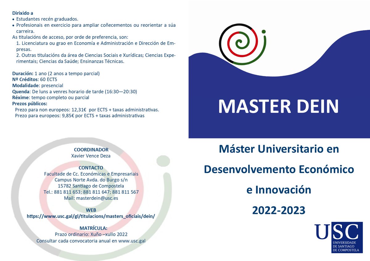 Mestrado en Desenvolvemento Económico e Innovación tweet media