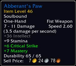 ninjafox_plays's tweet photo. Check out this item I just got! [Abberant's Paw] #Warcraft https://t.co/4M1AWeS6Cz