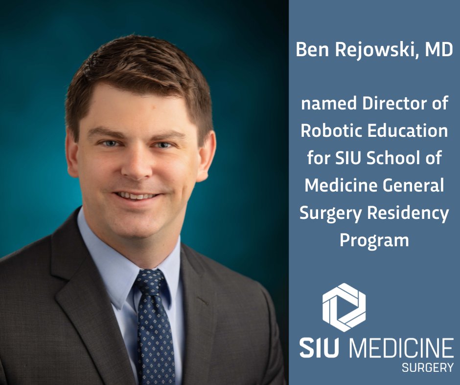 SIU General Surgery (@siu_gensurgery) on Twitter photo Congrats to Dr. Ben Rejowski, our new Director of Robotic Education for the <a href="/SIUGenSurgRes/">SIU General Surgery Residency Program</a> ! Congrats to Dr. Ben Rejowski, our new Director of Robotic Education for the <a href="/SIUGenSurgRes/">SIU General Surgery Residency Program</a> !