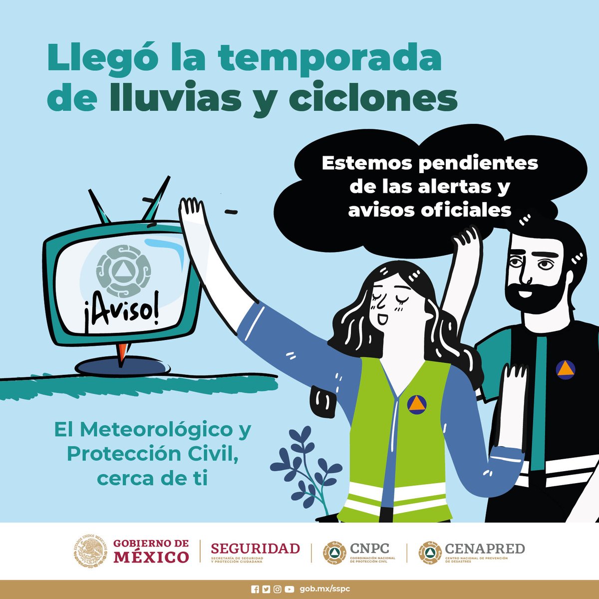 CNPC_MX's tweet photo. En esta temporada de #LluviasYCiclonesTropicales2022, 🌪⛈🌀infórmate solo a través de fuentes oficiales de #ProtecciónCivil y ⁦@conagua_clima.⁩ ✅

⚠️Evita compartir información de cuentas NO confiables, ya que en ocasiones es sensacionalista y no verídica.⚠️ https://t.co/ffD57IHHI6