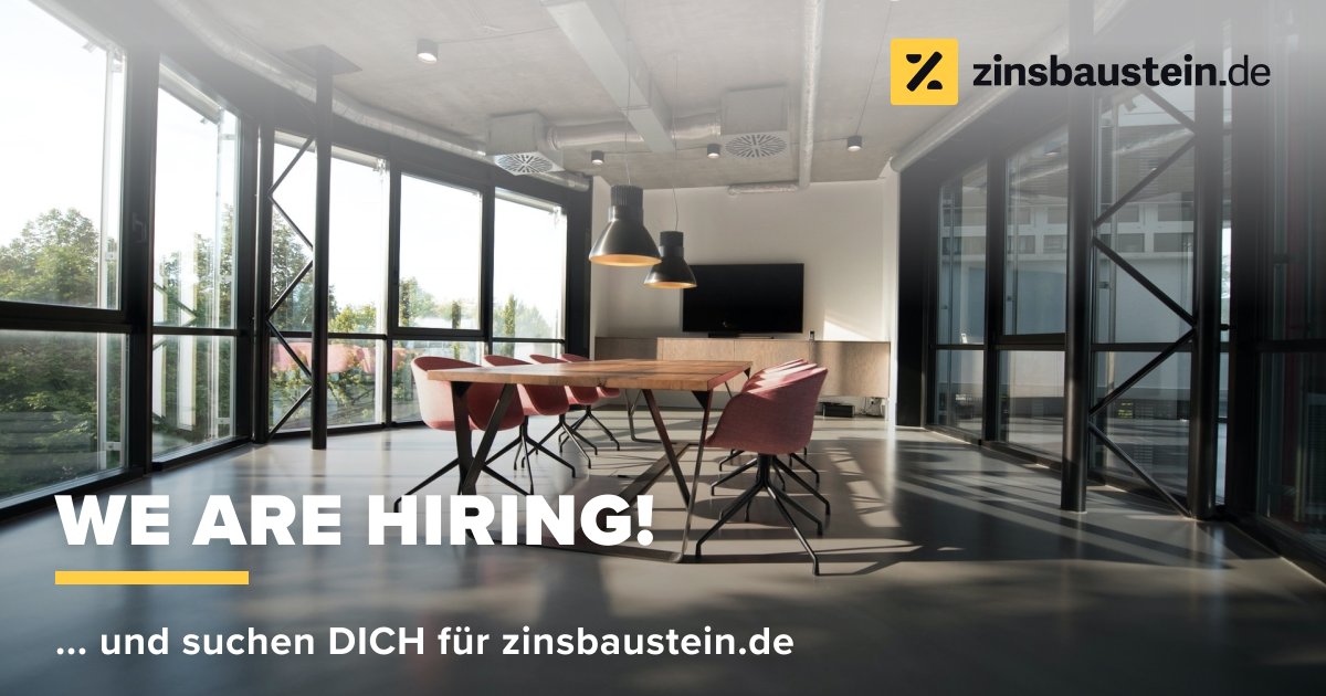 We want you ... für das Team von zinsbaustein.deWir wachsen weiter und so auch unser Team. 

🔎 Alle Infos zu unseren aktuellen Stellenausschreibungen findest du auf unserer Website 🔎bit.ly/3mKNW6u

#CareerOpportunities #proptech #wearehiring #fintech #hiring
