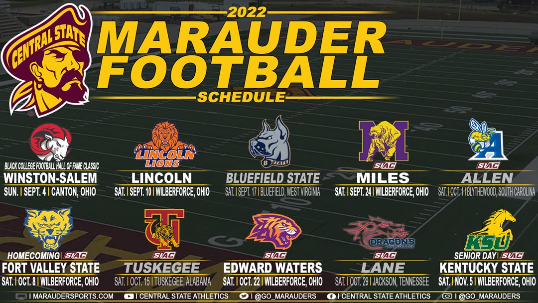 🏈83 DAYS AWAY🏈

To view the 2022 <a href="/CentralState87/">Central State University</a> football schedule, visit maraudersports.com/news/2022/3/7/…