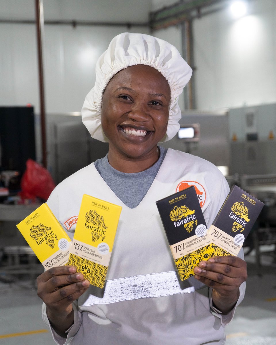 We have news for you. There will be a BVB x fairafric chocolate in August. As part of the partnership, there will be two flavors: 43% chocolate with milk &amp; hazelnut and vegan 70% dark chocolate with tiger nut &amp; almond. Where are the BVB fans among you?