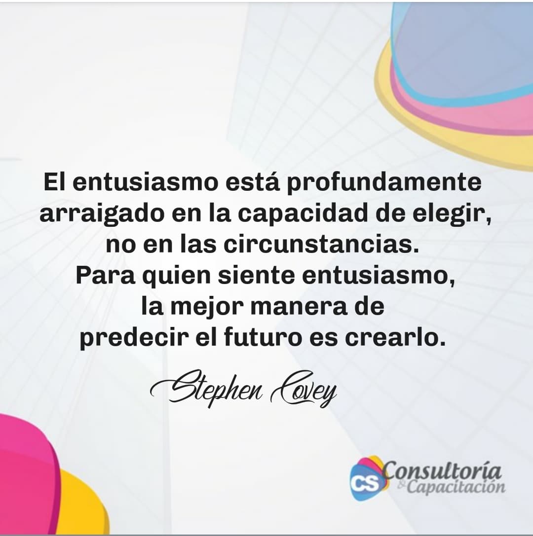 CSconsultoriaRD's tweet photo. El entusiasmo está profundamente arraigado en la capacidad de elegir, no en las circunstancias. Para quien siente entusiasmo, la mejor manera de predecir el futuro es crearlo.
Stephen Covey

Una exitosa y muy productiva  semana. ¡Hagámoslo  mejor que la anterior! https://t.co/ua8nhTi1Qc