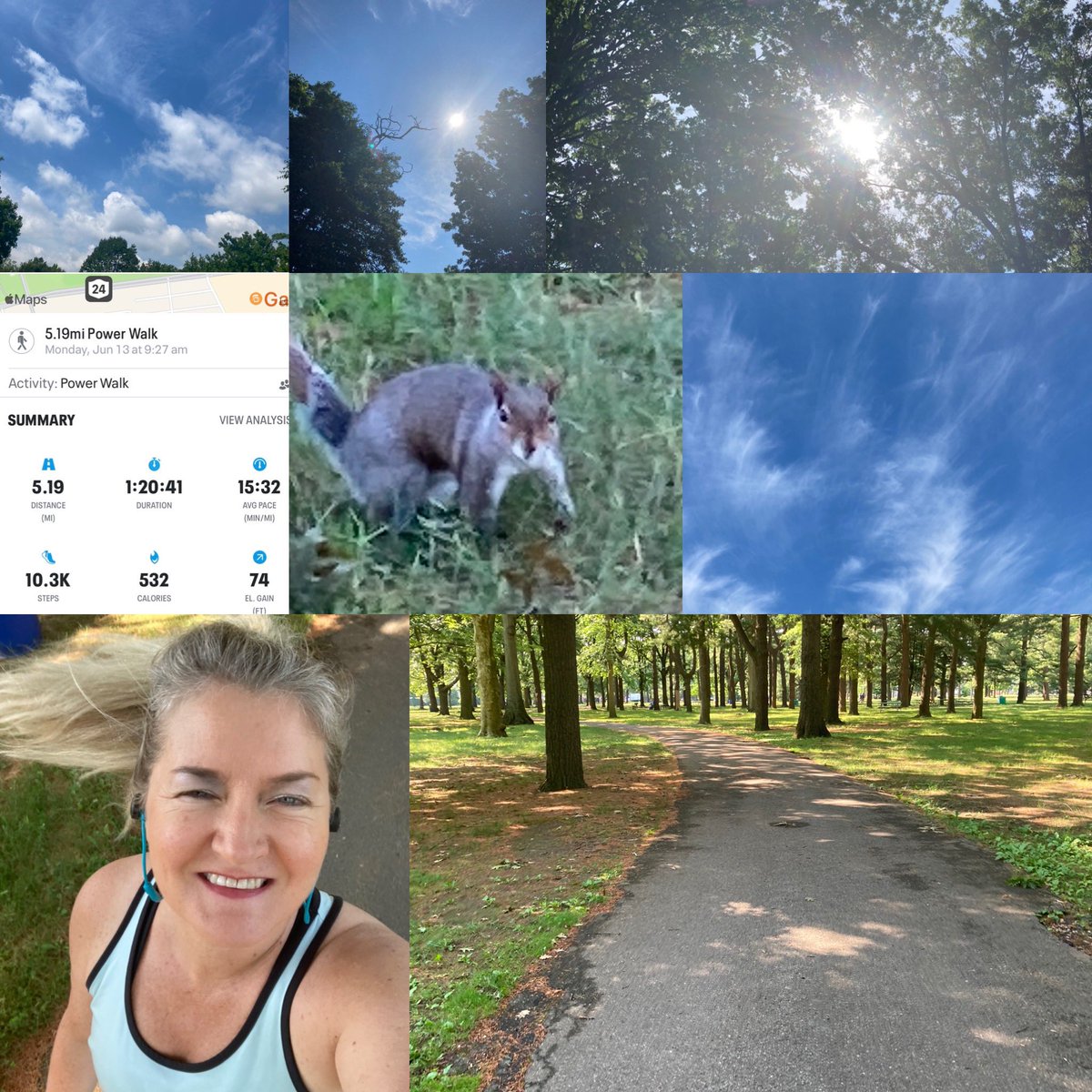 LouBonomi's tweet photo. Happy Monday ! I’m trying to build my left quad up so I pumped up the volume again today! This little squirrel was cheering me on! I hope this inspires! Now lemme go ice my knee! 🤣🤣🌤🏃‍♀️💪💜#setgoalsachieve #postsurgicalrecovery #sunshine #Perseverance https://t.co/ECIysmrqAa