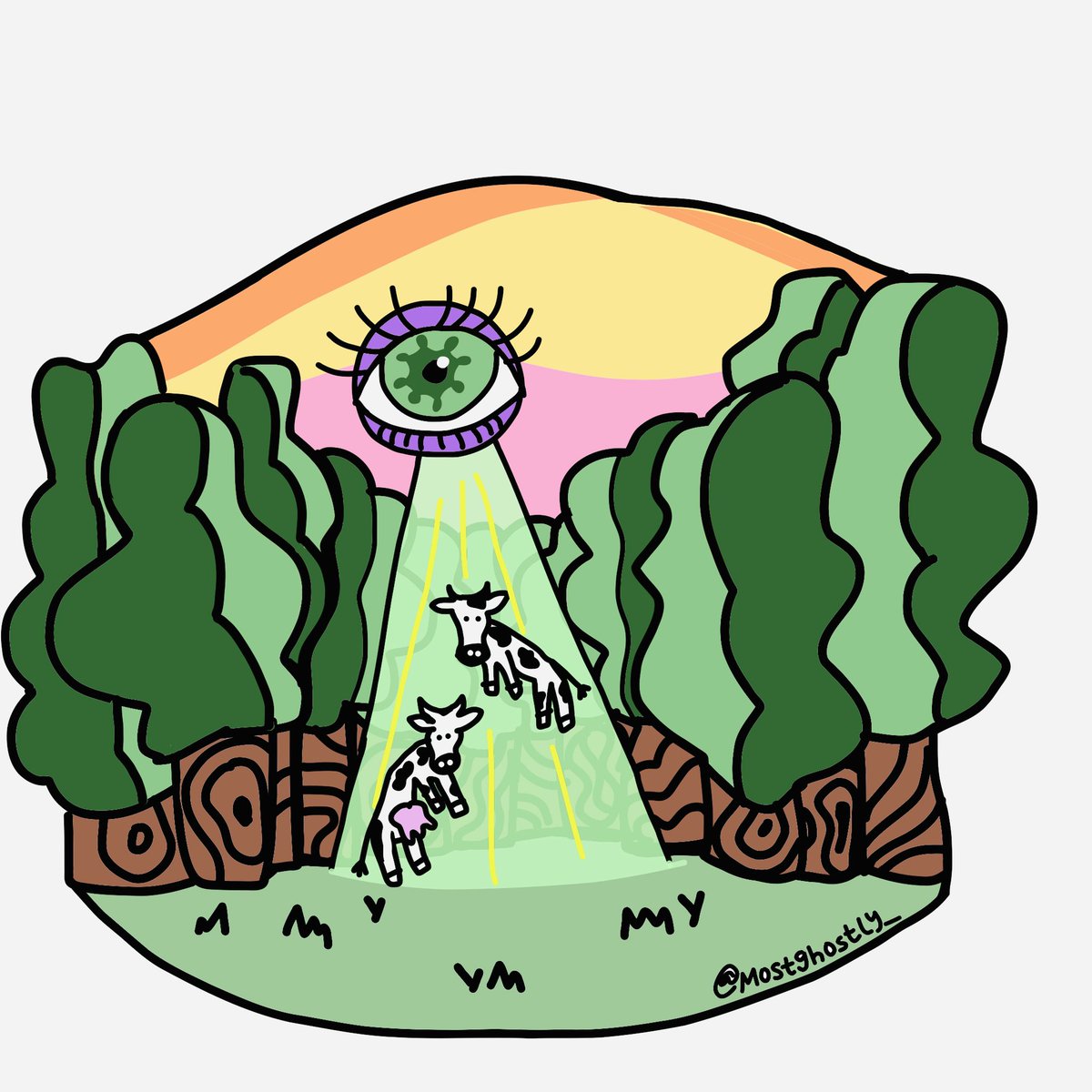 mostghostly_'s tweet photo. The bovinity in me recognizes the bovinity in you ✨🙏🏻✨ #abduction #namaste #alienart #wearethealiens #thecalliscomingfrominsidethehouse #trippyart #digitalart https://t.co/RrCff9VTWe