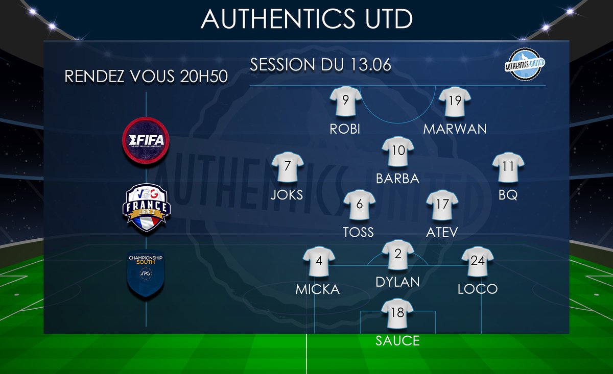 Bonsoir , 

Ce soir compétition @EfifaOnline <a href="/VPGFrance_/">VPG France</a> <a href="/VPGEurope/">Virtual Pro Gaming | Europe</a> <a href="/OfficialVPG/">Virtual Pro Gaming</a> 

🆚🇫🇷<a href="/eSportsFCP/">FCP eSports 🦅</a> 
🆚🇫🇷<a href="/NimesEsports/">Nîmes Esports 🐊</a> 
🆚🇪🇺@CardinalsEsprts 
🆚🇫🇷<a href="/Mgt13Es/">STRUCTURE MGT</a> 

A suivre sur notre chaine dès 21h20 : twitch.tv/authentics_utd

Voici la compo et Bon match à tous :