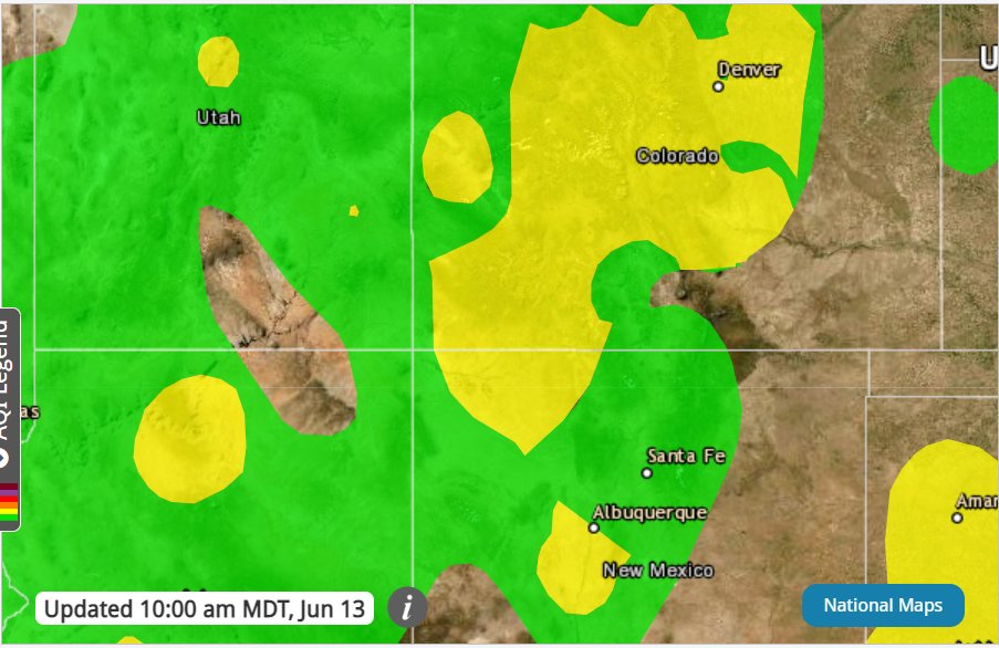 Smoke in Southwestern Colorado is coming from fires outside the local area. More info: airnow.gov/?city=Durango&…