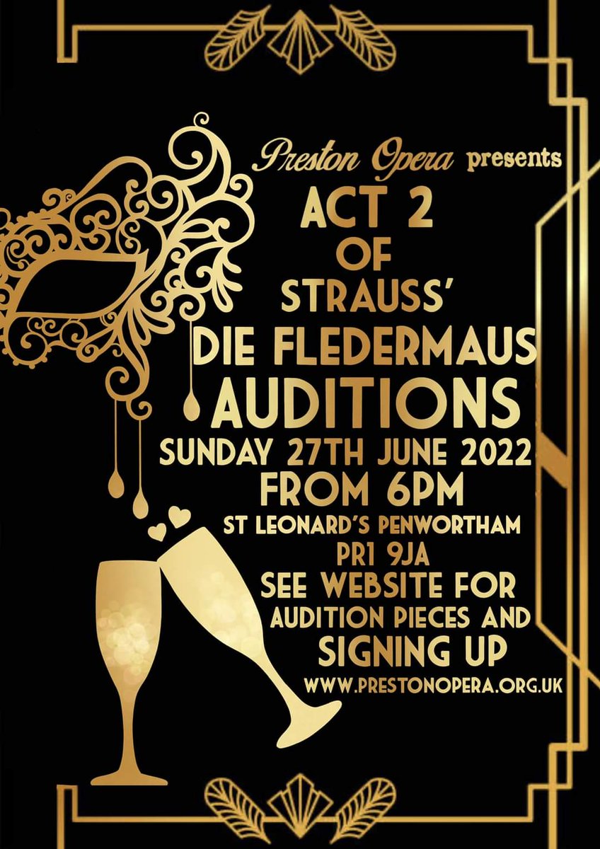 PrestonOpera's tweet photo. AUDITIONS! Monday June 27th!
We are pleased to announce are upcoming production, Act 2 of ’Die Fledermaus’ in Concert form - 4th December 2022. 
Check out https://t.co/eRyiKGWFHE for more audition info or 
Email prestonoperamail@gmail.com https://t.co/NIkFHBGKP8