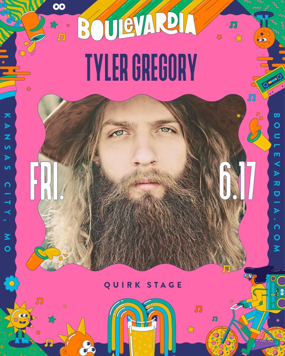 Blvdia's tweet photo. New to #BLVDIA this year is the @Boulevard_Beer Quirk Stage. This Friday, we can't wait to welcome these 4 incredible acts!
@btrswtparis
#TheBlackCreatures
@spencer_noah
#TylerGregory
TIX: https://t.co/dQXdGMOqTB
SCHEDULE: https://t.co/FFcbKtNVlb
INFO: https://t.co/mKKu9D7GPT https://t.co/nTVI8mENt4