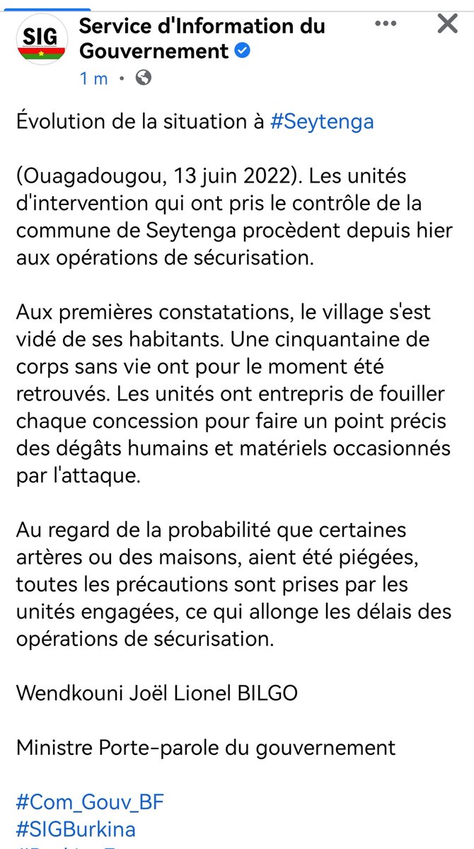 Dsiribie's tweet photo. #Burkina | #Seytenga :
*"Le village s'est vidé de ses habitants"
*"Une cinquantaine de corps sans vie ont pour le moment été retrouvés"
*"Au regard de la probabilité que certaines artères ou des maisons, aient été piégées (...) ce qui allonge les délais des opérations". #TL226 https://t.co/iYGr8R5asy