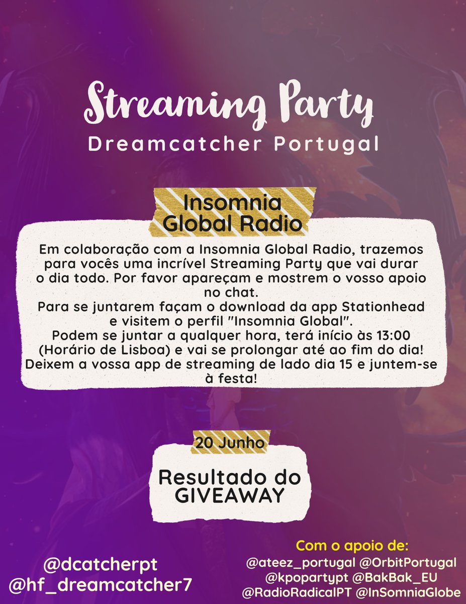 dcatcherpt's tweet photo. É já quarta-feira, não se esqueçam. Com o apoio de @InSomniaGlobe!
A partir das 13h juntem-se à festa para promover a nossa campanha!
👉https://t.co/jSzSKNxbnN
Nosso MMT - https://t.co/o2K7xYfcio
#InSomniaGlobalRadio
#Dreamcatcher #드림캐쳐
#PortugalWantsDreamcatcher https://t.co/J9yREWOHz5