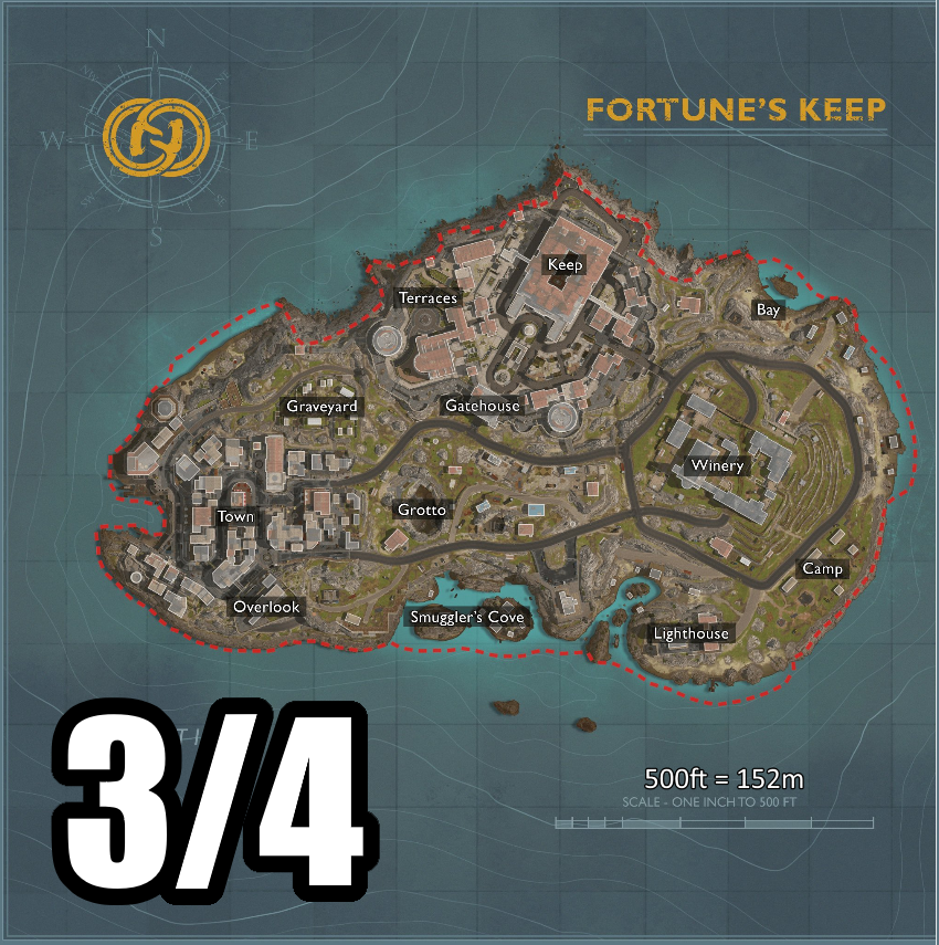 JGODYT's tweet photo. Maybe I did it wrong, but I measured 152m on Rebirth and matched that to the 500ft scale on the new map #WarzoneResurgence #FortunesKeep https://t.co/qKXsc926Tz