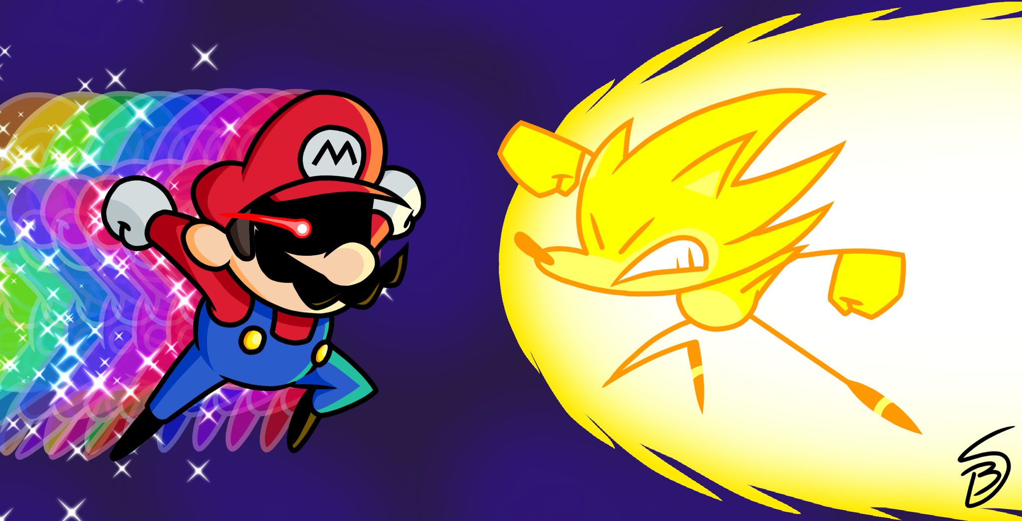 Super Cape Mario Vs Super Sonic