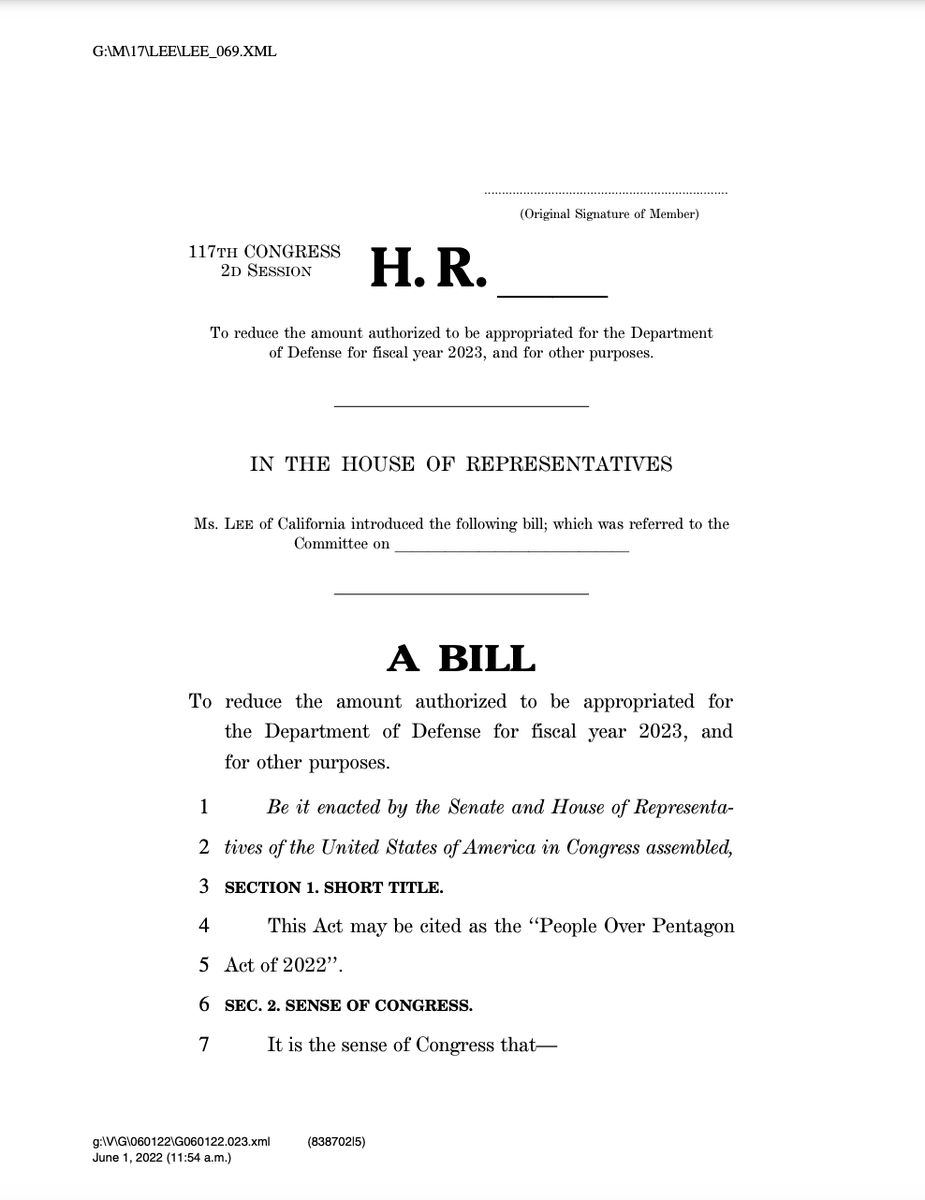 RepBarbaraLee's tweet photo. Today, @repmarkpocan and I are introducing a bill to cut $100 billion from our grossly inflated defense budget & reallocate that money to address the urgent needs of communities across America.
More tanks & weapons are of no use to those without housing, food, or health care. https://t.co/lPD6z4GykR