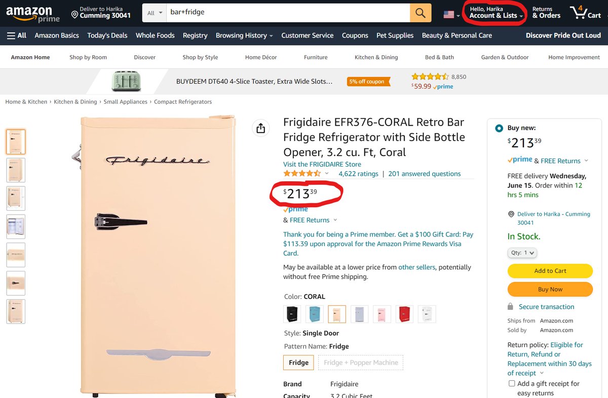 HarikaSunkari's tweet photo. @amazon 
I see there is a discrepancy in the pricing for the same product when someone is logged in vs when they search in incognito at same time. Why this differentiation for non-customers compared to old ones. The customer support is not helpful. What happend to Amazon we love? https://t.co/vzESY5gvmC