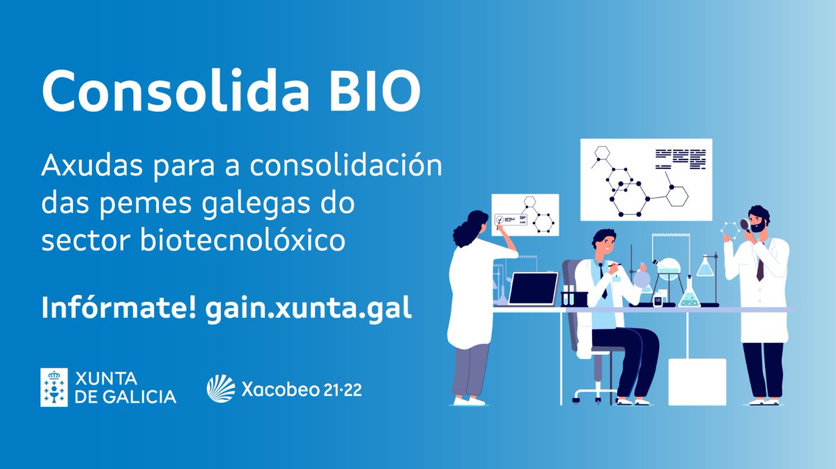 axenciaGAIN's tweet photo. 📌 FALTA UNHA SEMANA! Non perdas a oportunidade de fortalecer e facer medrar a túa empresa biotecnolóxica a través da convocatoria #ConsolidaBio.
✅ Investimento produtivo ou tecnolóxico
✅ Gastos relacionados coa #innovación
Infórmate!
https://t.co/86oaaKiGl8
#biotecnoloxía https://t.co/9fTmeVohXz