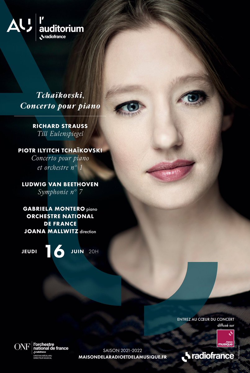 Prochain concert du National jeudi 16 juin à l’Auditorium de <a href="/radiofrance/">Radio France</a> avec la cheffe #JoanaMallwitz et la pianiste <a href="/monterogabriela/">Gabriela Montero</a> 
.
AVANT-CONCERT À 19H avec Gabriela Montero

Concert déjà complet, diffusion en direct sur @FranceMusique 

<a href="/maisondelaradio/">Maison de la Radio et de la Musique</a> <a href="/radiofrance/">Radio France</a>