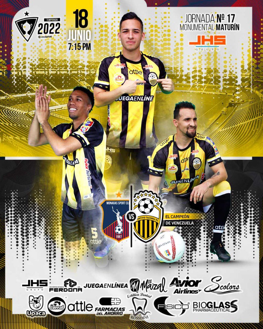 DvoTachira's tweet photo. ¡Por el triunfo en Maturín! 💪🏻🔥

🆚 Monagas SC
📆 Sábado
⏰ 7:15 PM
🏟 Monumental

¡Vamos todos juntos! 💛🖤 https://t.co/0CR37bYn4I
