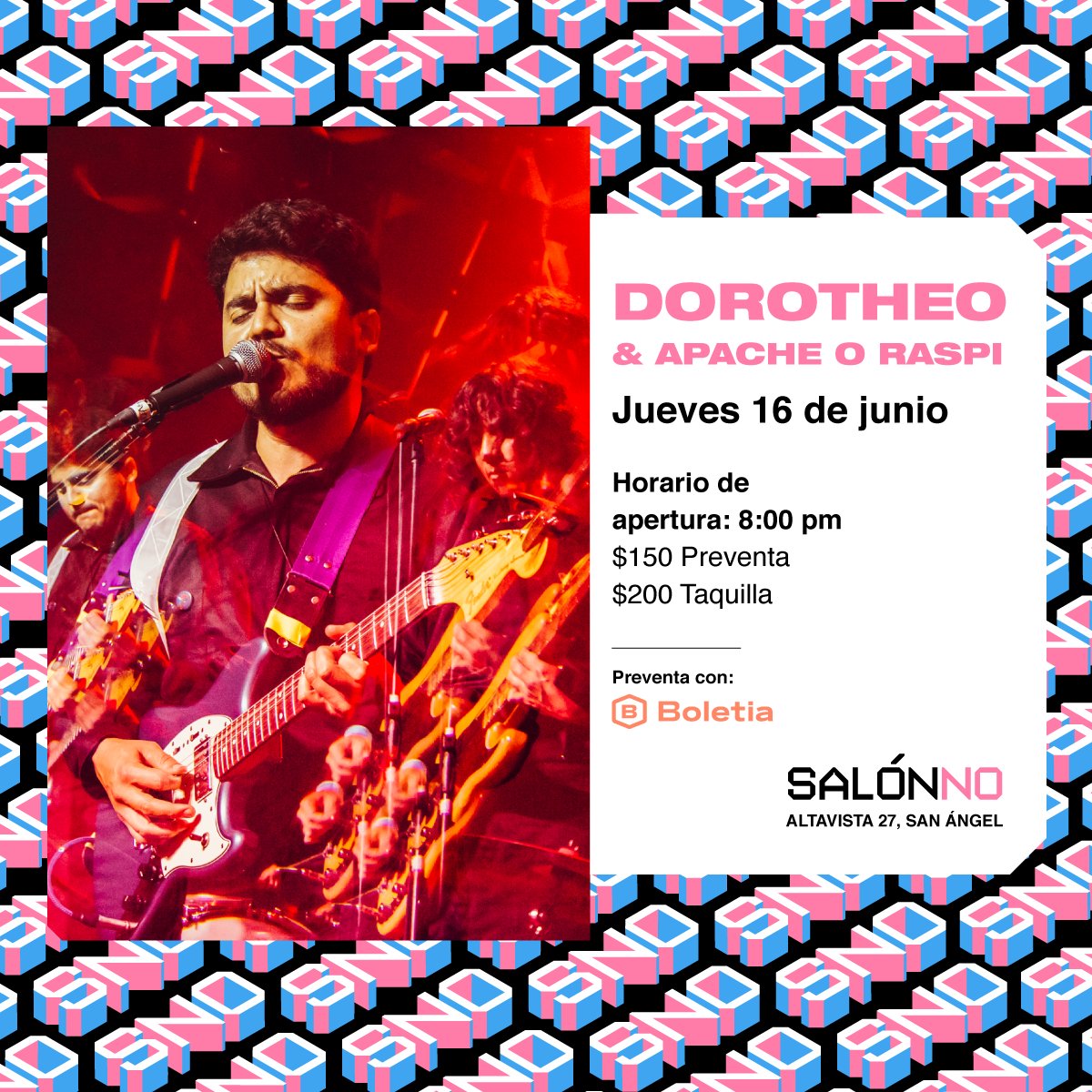 ¡Tenemos una sorpresa para ustedes!
Un buen 3x2 para el show de <a href="/Dorotheoband/">Dorotheo</a> y <a href="/ApacheORaspi/">Apache O'Raspi</a> usando el código "PSICODELIA" directamente al momento de que adquieras tus boletos en <a href="/boletia/">Boletia</a>: dorotheo-y-apache-oraspi.boletia.com