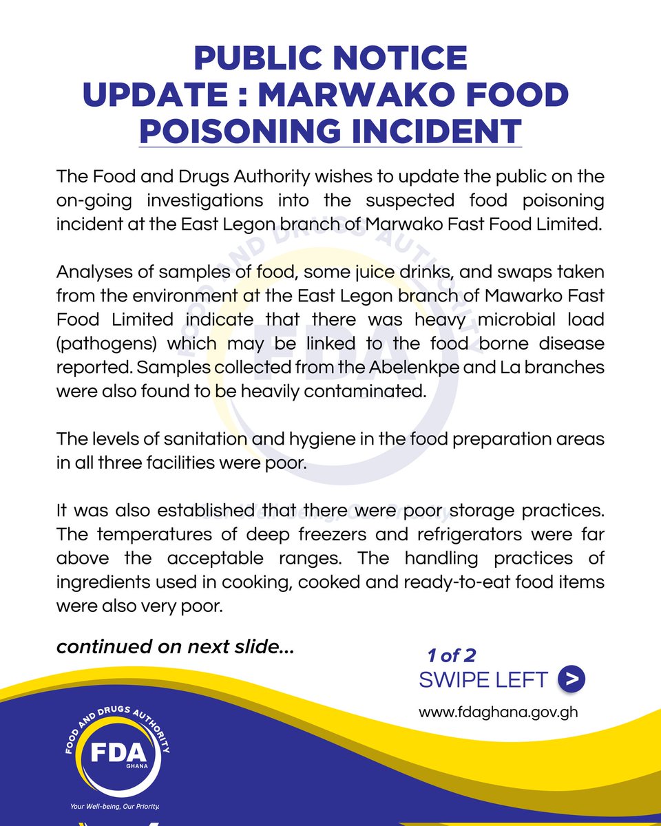 fdaghana's tweet photo. UPDATE: MARWARKO FOOD POISONING INCIDENT https://t.co/N9B7f1dJ6p