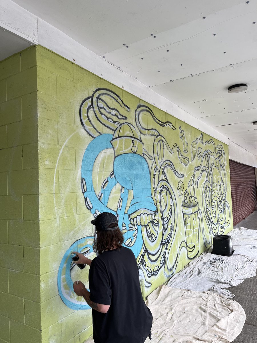 Today we saw the first artist arrive to make the #Peterhead town centre more interesting + beautiful for locals + visitors, as part of <a href="/rediscoverphd/">RediscoverPeterhead</a> Public Art project.

We can’t wait to see this piece by Craig Fisher progress over the next couple of days.

Watch this space!