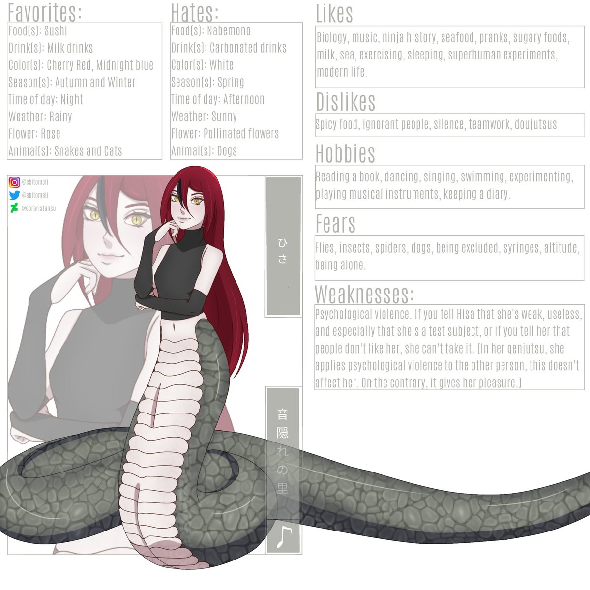 jenjettion's tweet photo. Naruto Oc: Hisa's Info Card by Mei Ebito #naruto #oc #digitalart #boruto https://t.co/EAzWOn1Ntx