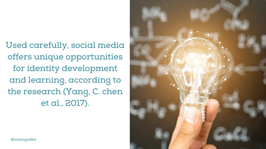Used carefully, social media offers unique opportunities for identity development and learning, according to the research (Yang, C. chen et al., 2017).

#flourishing