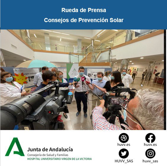 HUVV_SAS's tweet photo. Nuestro dermatólogo🩺🧑🏽‍⚕️ @DrEliseoMG atiende en rueda de prensa #ConsejosprevenciónSolar🏖☀️🏝 @saludand con @cancermalaga @bautista_ojed @Martos_agustin @AEDVAndalucia @aedv_es https://t.co/pISbmlwUkP