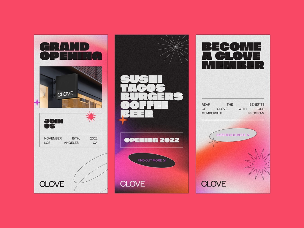 LaVisual's tweet photo. These social posts are part of an identity concept that we designed for a local ghost kitchen. The contemporary brutalist style, with cosmic gradients and playful typography added for some massive market disruption potential. 

#brand #typography #brandidentiy https://t.co/MwT07n0P0m
