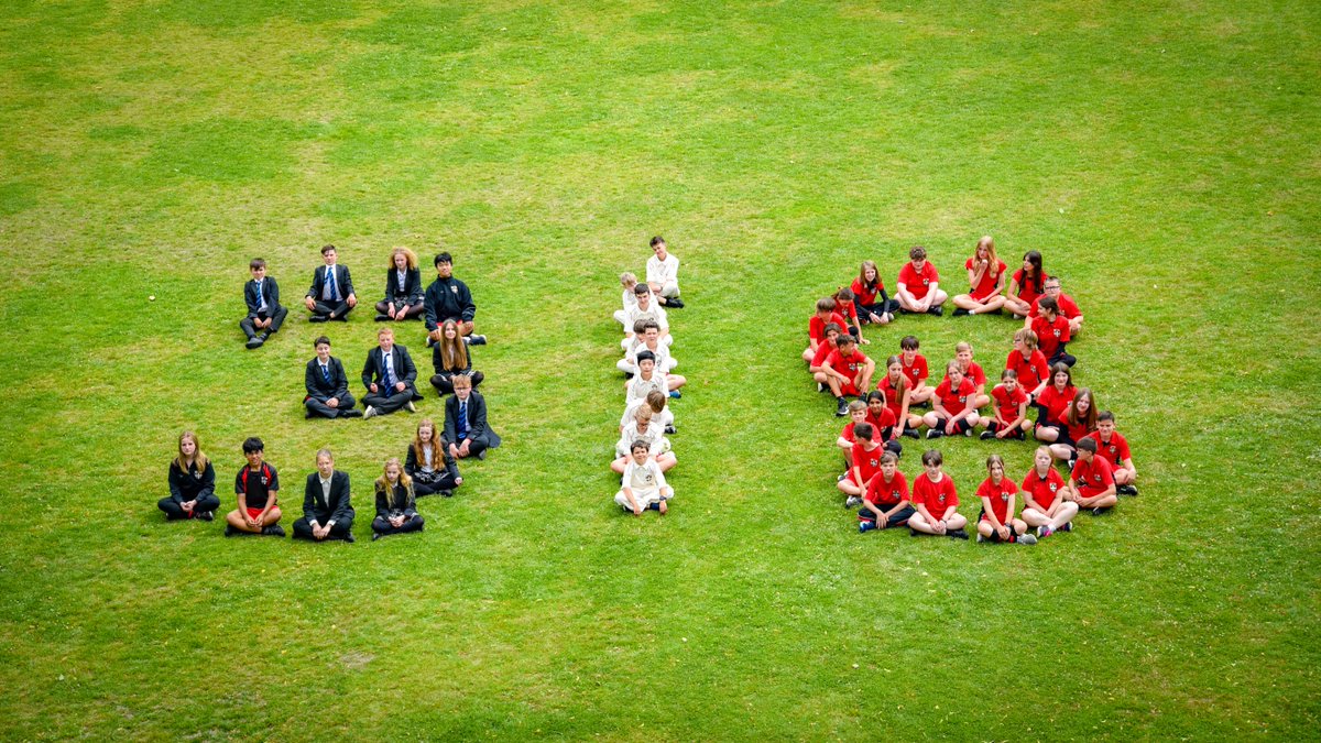 DoverCollege's tweet photo. The sun shone on pupils from Priory House this afternoon, as they formed a human 318 on The Close! This signifies the number of pupils we now have on roll at the College, the highest it has been for a number of years. https://t.co/BoWatro4mM