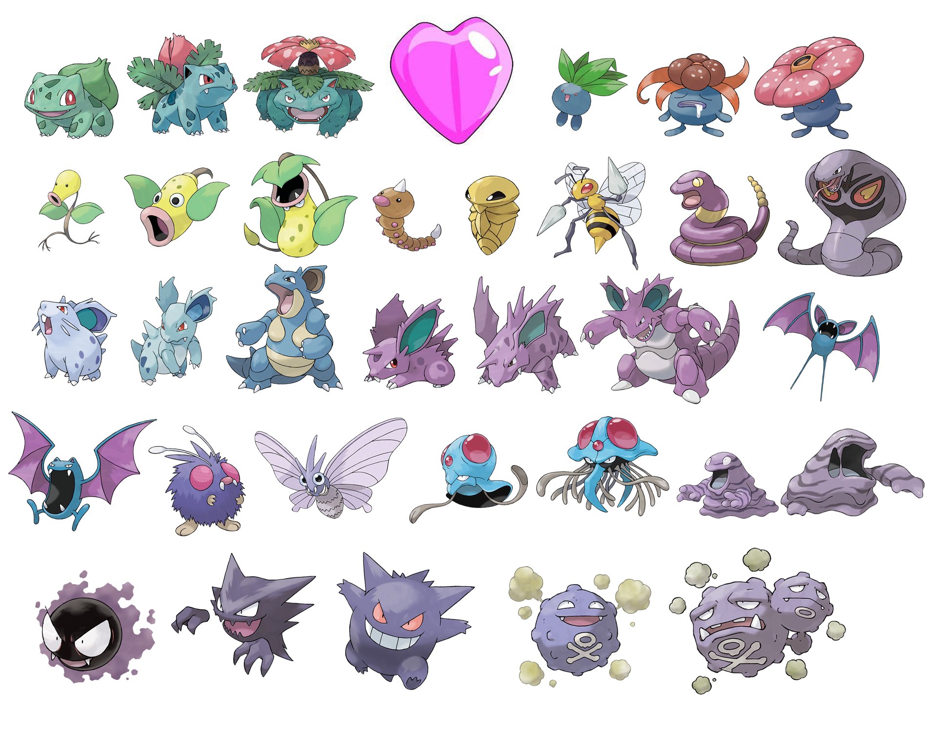Verde🌱 (🍃) on X: [JUEGO] 💜 ¿Qué 6 Pokémon de Kanto escogerías si fueses  líder de tipo veneno? 💜  / X