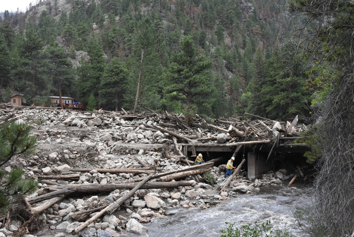 CPW_NE's tweet photo. Following the catastrophic flash flooding &amp; debris flow at the Black Hollow Creek confluence with the Poudre River last summer, anglers should expect to see impacts on the river this year. An update on fish population levels has been issued ⬇️

Story: https://t.co/lHfq9IxyjU https://t.co/Ahl3dQncKh