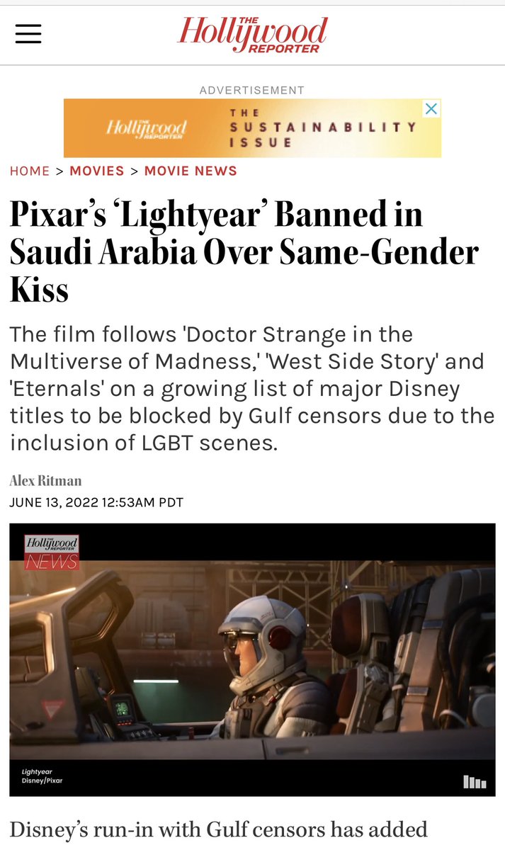 AbdullahK5's tweet photo. السعودية ودول الخليج ومصر، يمنعون عرض فلم "ديزني" الجديد بسبب تقبيل شواذ بأحد مشاهد الفلم وهو يستهدف الاطفال، والاعلام في أمريكا يتهكم برجعيتنا بسبب المنع

*وأمريكي يرد على الخبر: "تم منعه في منزلي أيضاً لنفس السبب" https://t.co/XjeqyYXfEz