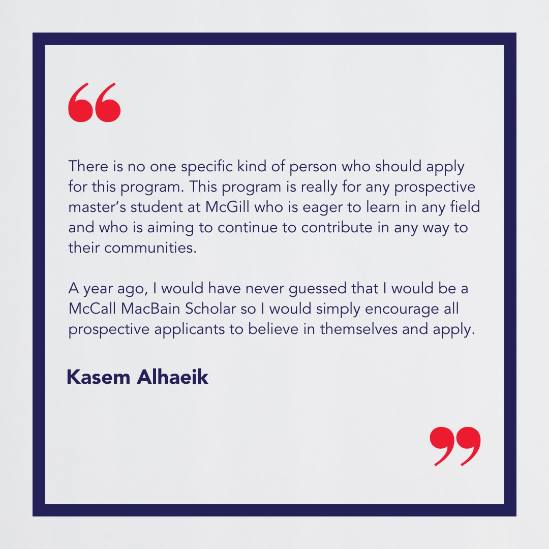 What's it like being a McCall MacBain Scholar? In a Q&amp;A series with scholars, <a href="/McGillREPORTER/">McGill Reporter</a> spoke with Kasem Alhaeik, who is pursuing a master’s degree in political science at <a href="/mcgillu/">McGill University</a>: reporter.mcgill.ca/conversations-….