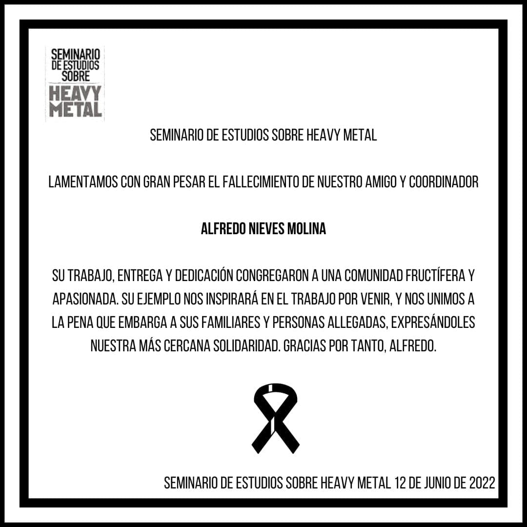 SeminarioMetal's tweet photo. #seminariometal #ismms #metalstudies #metalmusicstudies #metalmusic #unam #colegiodesanildefonso #institutodeinvestigacionesantropológicas #museouniversitariodelchopo https://t.co/11WsOQahMA