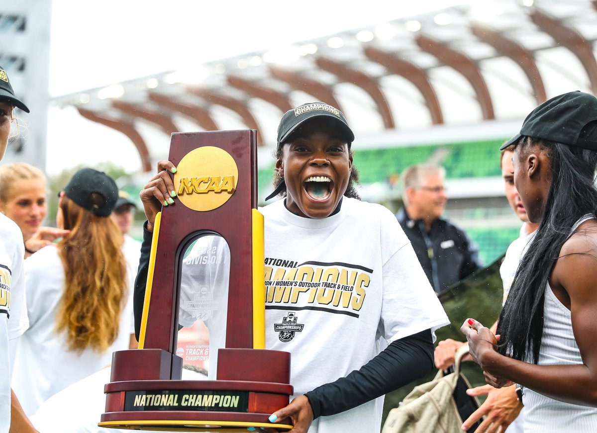 Jumps. Squad. Always. Delivers.

Florida's trio of Jasmine Moore, Claire Bryant and Natricia Hooper, alongside honorary member Anna Hall,
combined for 129(!) team points at the four postseason meets this year in the horizontal jumps.