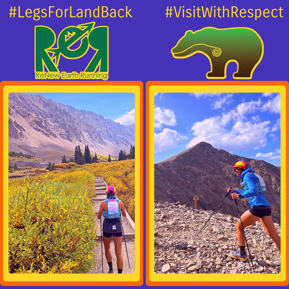 savebearsears's tweet photo. With only 12 days left until the San Juan Solstice race, we want to thank Becca Jay for moving in support of Bears Ears, supporting Indigenous stewardship, and for raising awareness about how to visit public lands with respect. #LegsForLandBack #VisitWithRespect https://t.co/oEVCp0VeAd