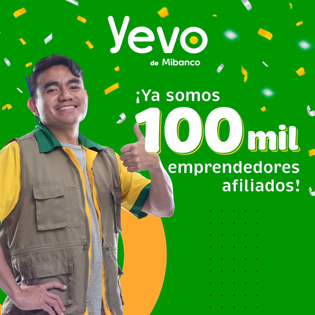 TonoMunizC's tweet photo. En @MibancoPe creamos #Yevo con el propósito de brindar a los #emprendedores las herramientas y servicios necesarios para digitalizarse. Hoy estoy muy contento de contarles que ya son más de 100 mil los afiliados a Yevo. Esperamos seguir creciendo para nivelar la cancha del país. https://t.co/PeiQsiWAHN