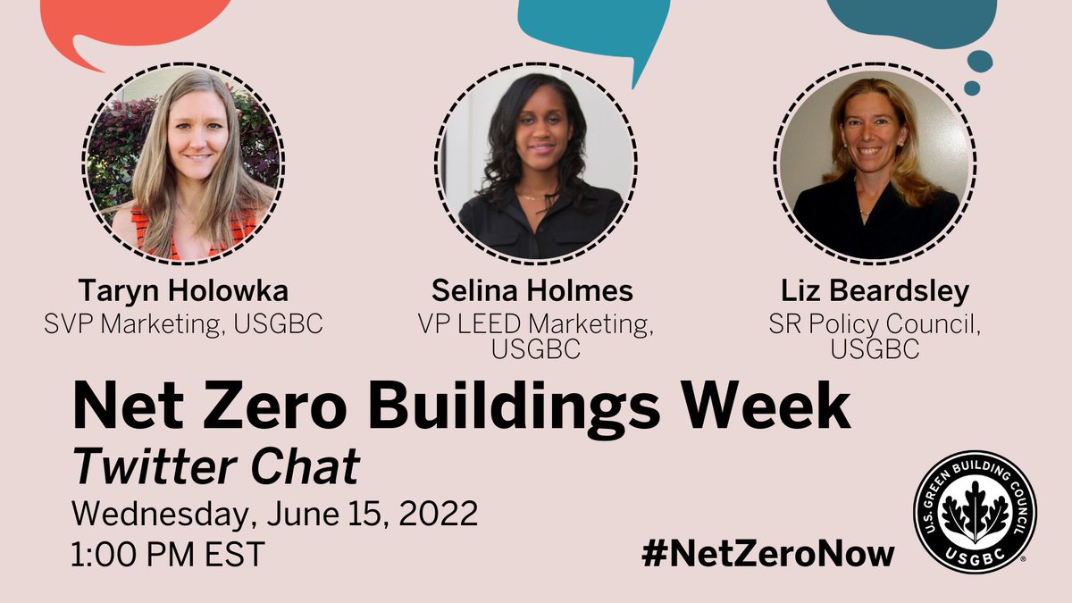 It's Net Zero Buildings week! Join USGBC later this week for a Twitter chat to discuss #LEED Zero and strategies to help combat climate change by advancing our buildings. #NetZeroNow <a href="/selinaholmes/">selina holmes</a> <a href="/tarynholowka_/">Taryn Holowka</a> <a href="/lizbeardsley1/">Elizabeth Beardsley</a>