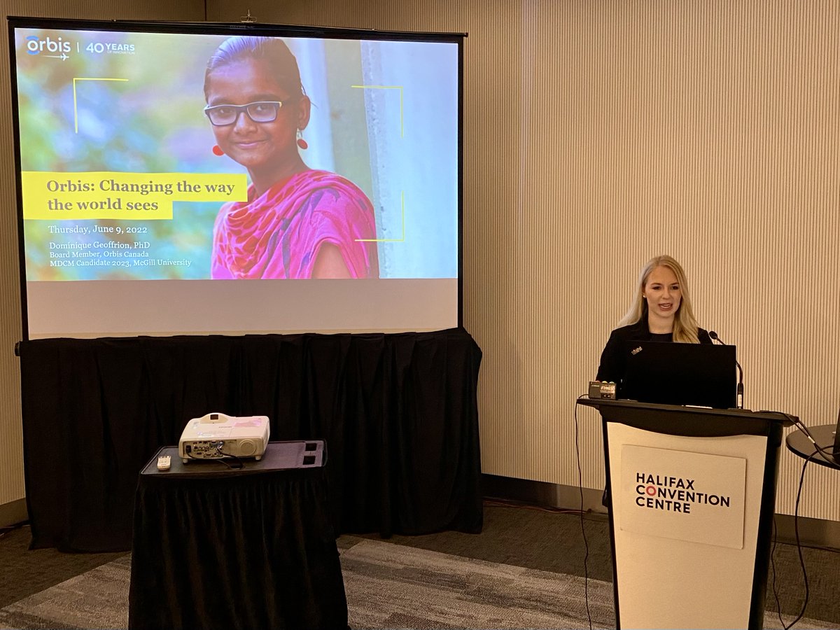 OrbisCA's tweet photo. Thanks to our Board Member and Orbis Future Vision Leader President @dominiquegeoff for speaking at the @CANeyeMDs Conference to update attendees about our recent projects and programs! #COS2022 https://t.co/8AA2Oq92pZ