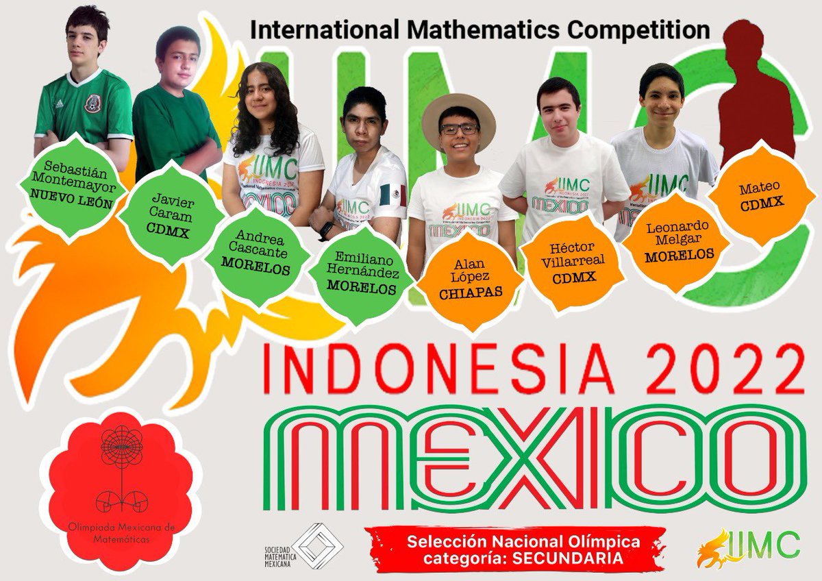 CDMXOMM's tweet photo. ¡Vamos MÉXICO! 

30 de junio: International Mathematics Competition Indonesia 2022/ virtual

6 de julio: 63 Olimpiada Internacional de Matemáticas Oslo 2022 / presencial

Noviembre: 24 Olimpiada Matemática Centroamericana y del Caribe Costa Rica 2022/ híbrida

#SomosOlímpicos https://t.co/zqyDdrFBpi