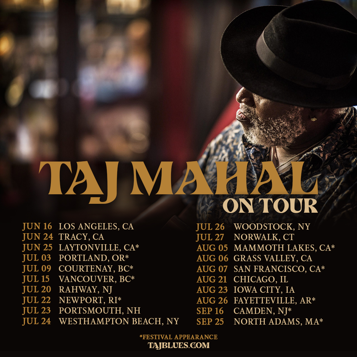 Just added to the summer tour!! August 23 in Iowa City. Tickets are on sale now at tajblues.com