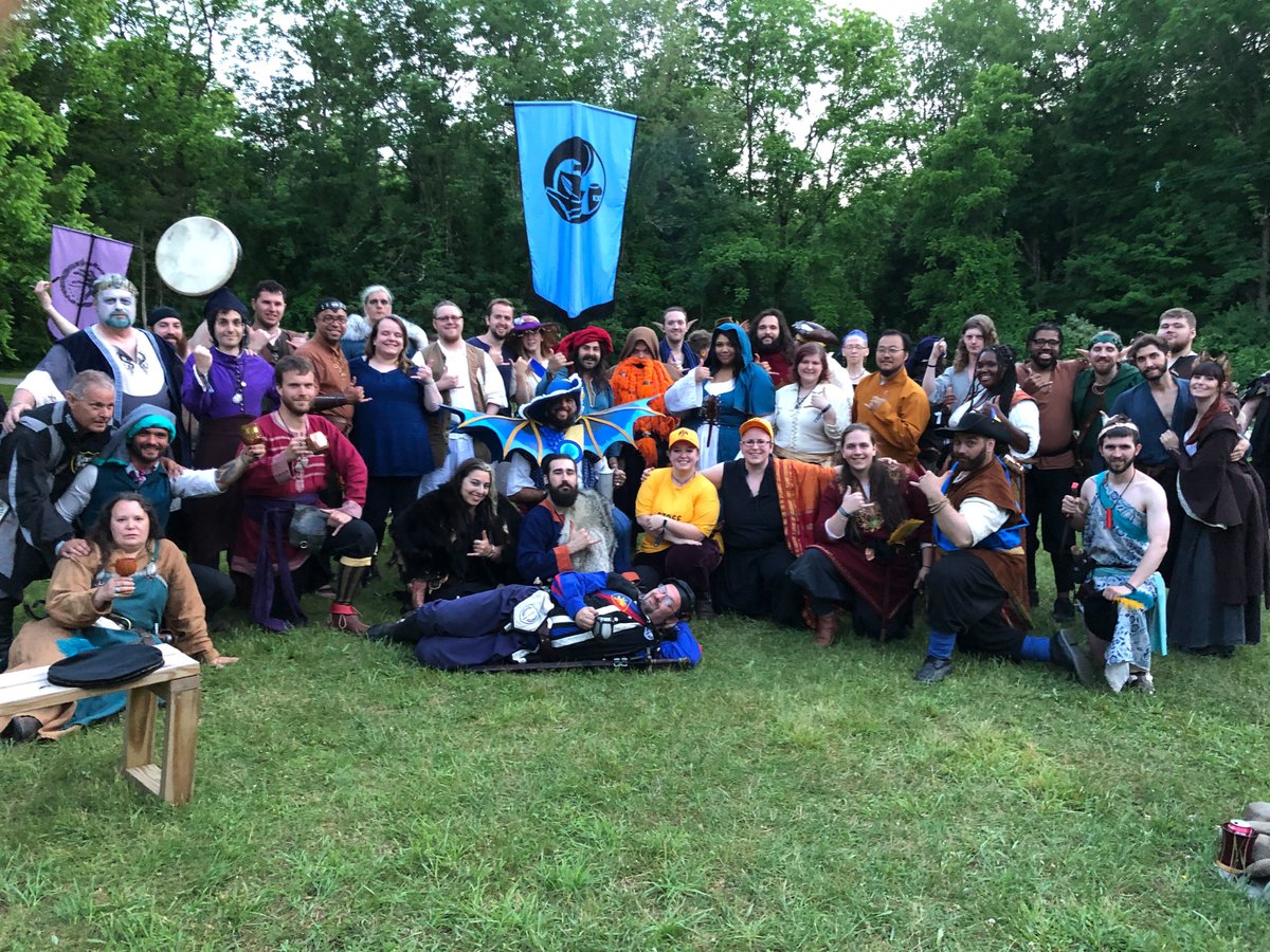 MerlynsRide's tweet photo. I cannot be more proud of my camp this past week. <3, LARP Dad #drachenfestus #drachenfest2022 #bluecamp https://t.co/ln932yCX8t