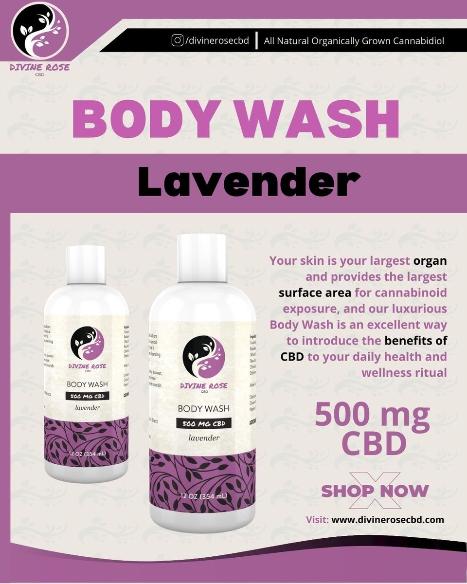 divinerosecbd's tweet photo. CBD Infused Body Wash With Lavender Fragrance

Shop Now 👉🏽 https://t.co/VrAHiN27Vk

#cbdoil #cbdlife #hemp #cbdproducts #hemphealth #cbdwellness #bodywash #skincare #skin https://t.co/uMTwRMEwTW