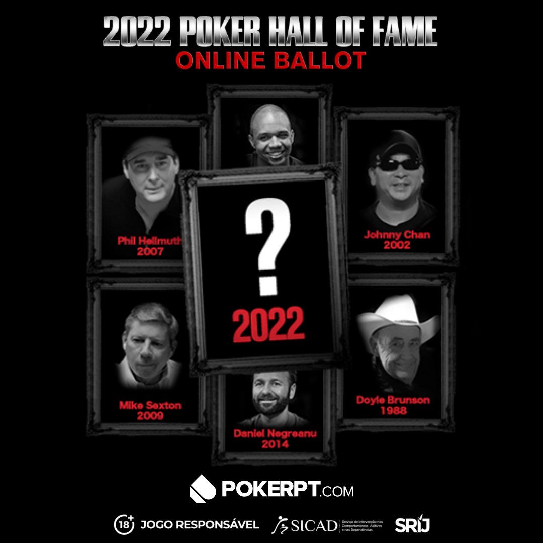 PokerPT's tweet photo. Estão abertas as votações para o Poker Hall of Fame 2022!
➡ https://t.co/2nPWGfKaLp
#poker #pokerpt #wsop #phof #pokerhalloffame #pokeraovivo #jogadoresdepoker https://t.co/mdx6Bg0kC2